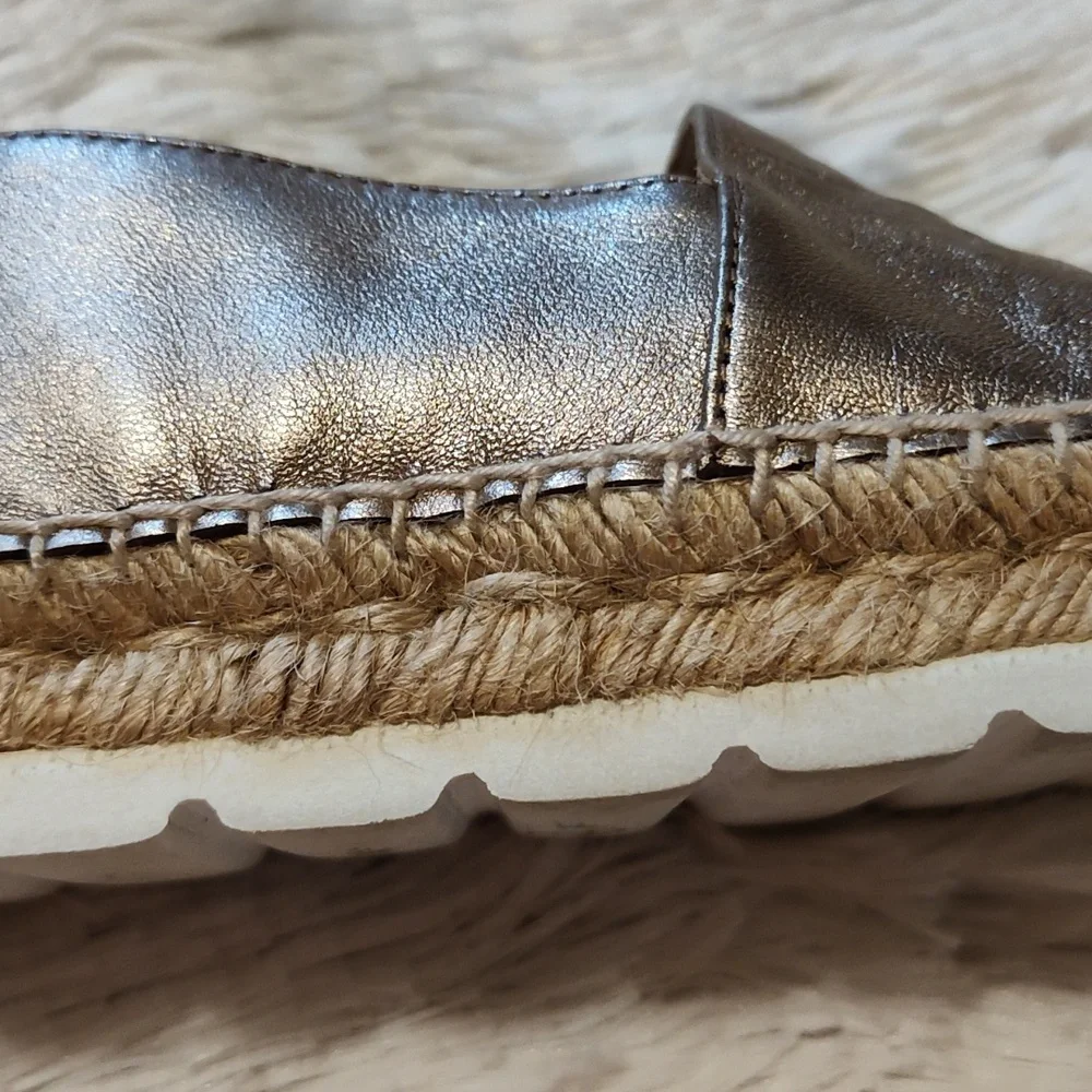 Carmen Saiz Metallic Espadrilles Rose Gold Leather Made In Spain Size 7.5 (EU38)